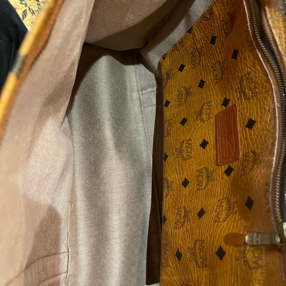 MCM Vintage Visetos Monogran Cognac Large Shopper Tote Carryall Shoulder Bag. - Picture 6 of 11